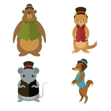 Animals with hats Stock Illustration