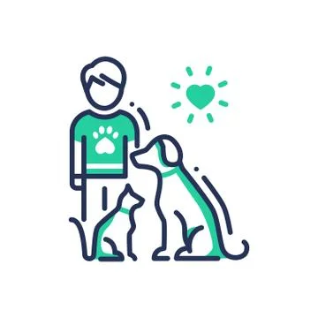 Animals Help - modern vector line design single icon. Stock Illustration