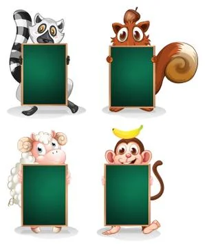 Animals holding empty boards Stock Illustration