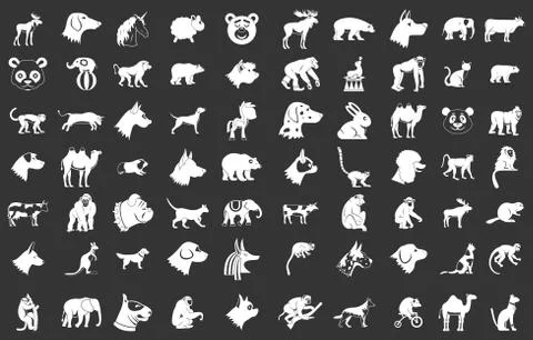 Animals icon set grey vector Stockillustratie