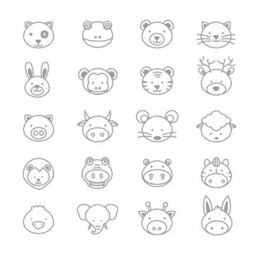 Animals Icons Line Set Of Vector Illustration Stock Illustration