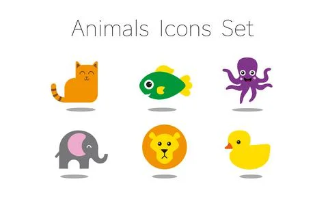 Animals Icons Set Stock Illustration