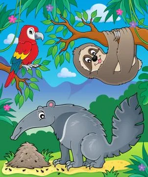 Animals in jungle topic image - eps10 vector illustration. Illustrazione stock