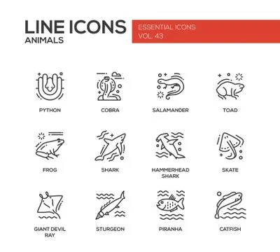 Animals - line design icons set Stock Illustration