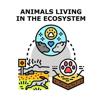 Animals living ecosystem vector concept icon Stock Illustration