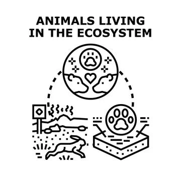 Animals living ecosystem vector concept icon Stock Illustration