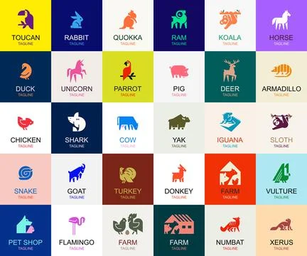 Animals logos collection Stock Illustration