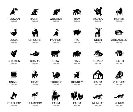 Animals logos collection Stock Illustration