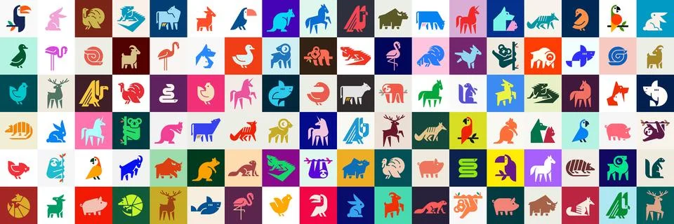 Animals logos collection Stock Illustration