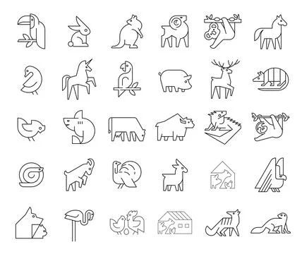 Animals logos collection Stock Illustration