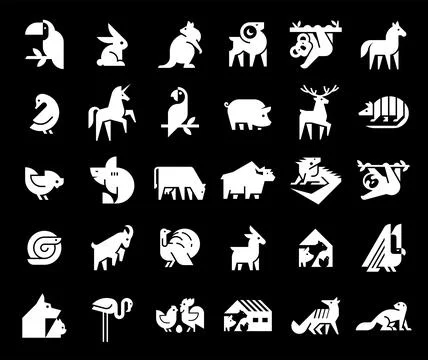 Animals logos collection Stock Illustration