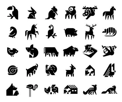 Animals logos collection Stock Illustration