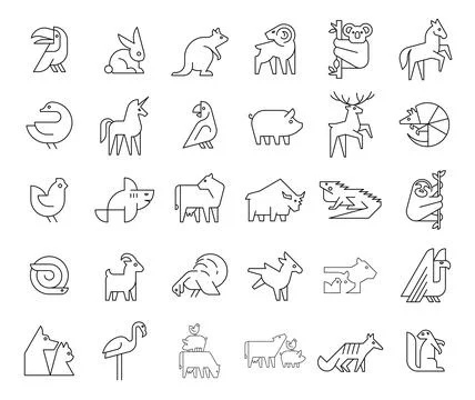 Animals logos collection Stock Illustration