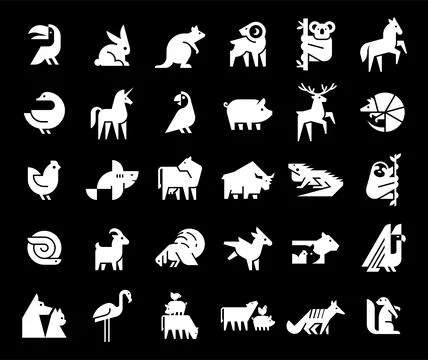 Animals logos collection Stock Illustration