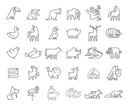Animals logos collection Stock Illustration