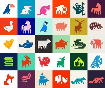 Animals logos collection Stock Illustration