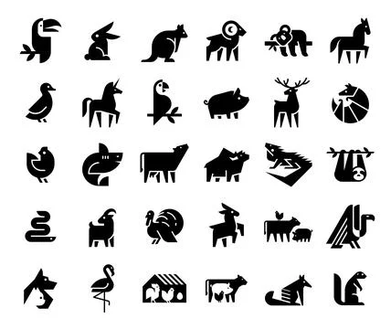 Animals logos collection Stock Illustration