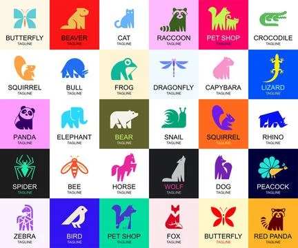 Animals logos collection Stock Illustration