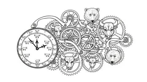 Animals in the mechanism of time Stock Illustration