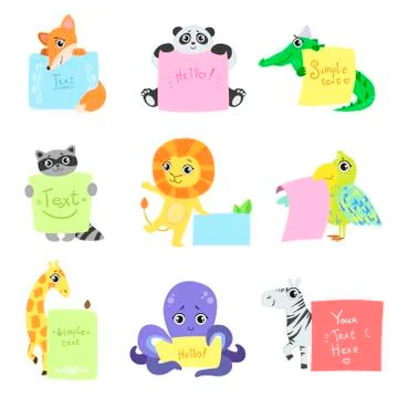 Animals With Messages To Fill Set Stock Illustration