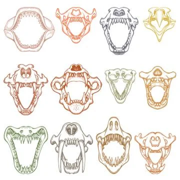 Animals mouth vector open boney jaw with teeth or fangs of roaring animals angry Stock Illustration