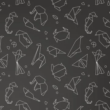 Animals origami pattern Stock Illustration