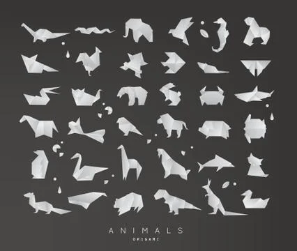 Animals origami set Stock Illustration