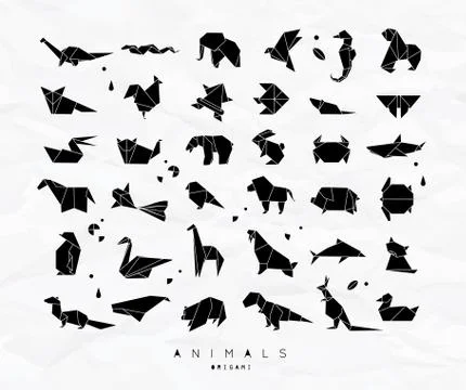 Animals origami set Stock Illustration