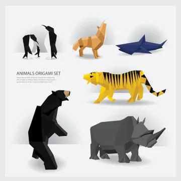 Animals Origami set Vector Illustration Stock Illustration