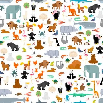 Animals pattern seamless. Zoo background. baby cloth texture Vector イラスト素材