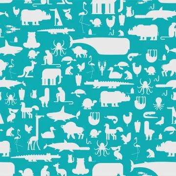 Animals pattern seamless. Zoo background. baby cloth texture Vector 库存插图