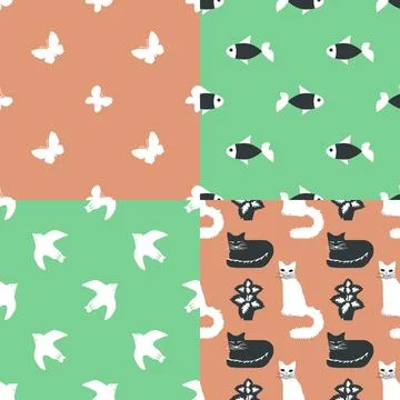 Animals patterns set Stock Illustration