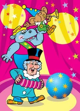 Animals perform in a circus Stock Illustration