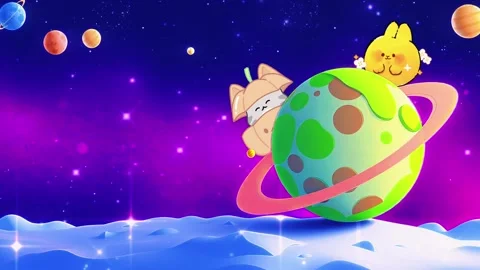 Animals Planet Moon, colorful background animation Stock-Footage 302869900