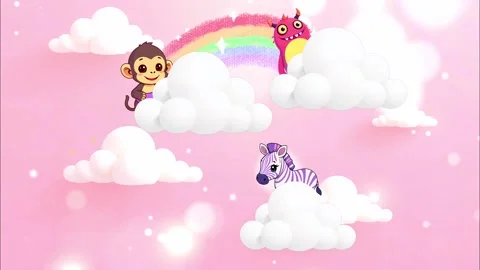 Animals playing on soft clouds background animation Stock Footage 298136912