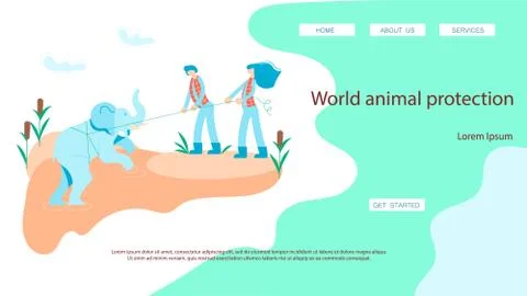 Animals protection website template. Stock Illustration