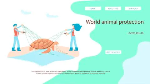 Animals protection website template. Stock Illustration