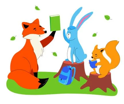 Animals at school - flat design style illustration Illustrazione stock