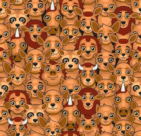 Animals Seamless Pattern. Cute Cartoon Style. Vector イラスト素材