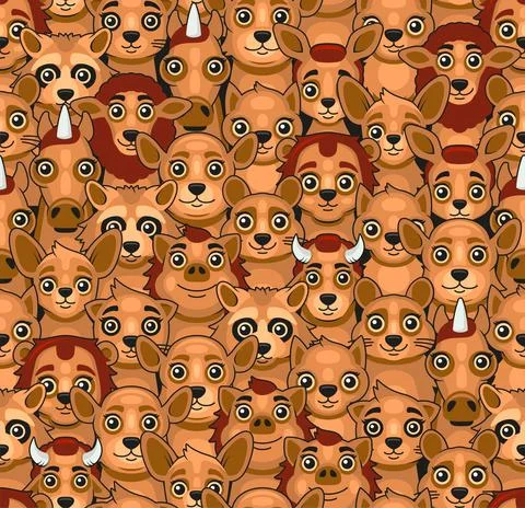 Animals Seamless Pattern. Cute Cartoon Style. Vector イラスト素材