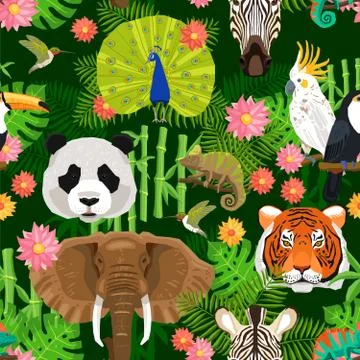 Animals Seamless Pattern 스톡 일러스트