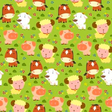 Animals seamless pattern Stock Illustration