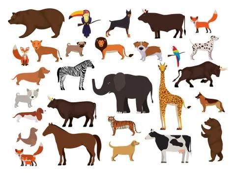 Animals Set in flat style, vector illustration Stock Illustration