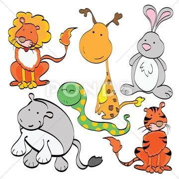 Animals set isolated on white Stock Illustration