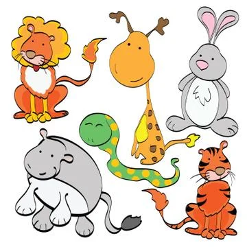 Animals set isolated on white Stock Illustration