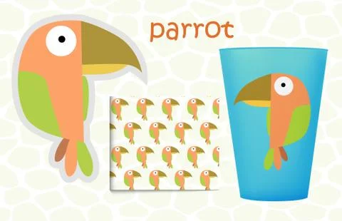 Animals set - parrot Stock Illustration