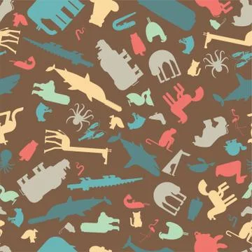 Animals set pattern. Zoo background. cute cartoon animal.jungle and forest Wi Stock Illustration