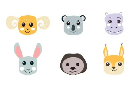 Animals set on white bacground Stock Illustration