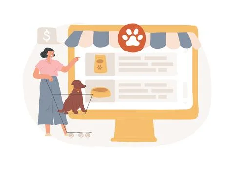 Animals shop isolated concept vector illustration. Ilustración de archivo