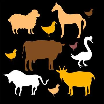 Animals silhouette bundle set vector Stock-Illustration